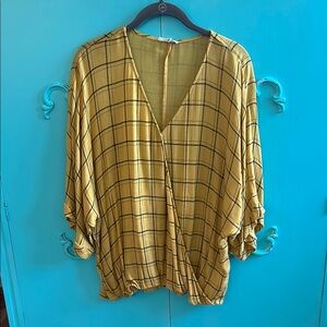 EASEL Yellow Plaid Women's Top